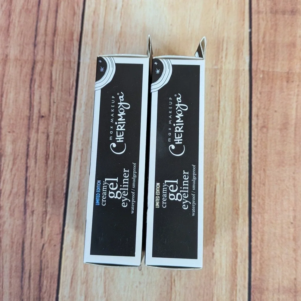 2 PK Max Makeup Cherimoya Limited Edition Creamy Gel Eyeliner Black Gold Dust
